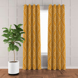 African Mustard Yellow White Mudcloth Blackout Window Curtain SAMBURU