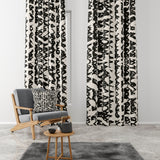Abstract Organic Triangle Shibori Black Off-White Blackout Window Curtain INDAH