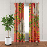 Exotic Flower Green Leaves Orange Tropical Blackout Window Curtains KONA - 2 Panels