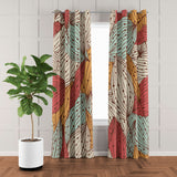 Abstract Decorative Leaves Mid Century Modern Blackout Window Curtain ALYSSUM
