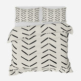 African Black Off-White Ethnic Mudcloth Cotton Duvet Cover Set IMAMU