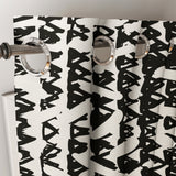Abstract Organic Triangle Shibori Black Off-White Blackout Window Curtain INDAH