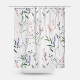Pastel Tiny Wild Flowers Grasses White Botanical Floral Shower Curtain INES