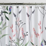 Pastel Tiny Wild Flowers Grasses White Botanical Floral Shower Curtain INES