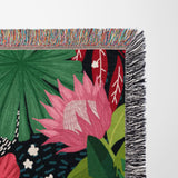 Jungle Animal Jaguar Tropical Cotton Woven Throw Blanket JAGUAR