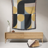 Mid Century Retro Geometric Abstract Art Cotton Woven Throw Blanket JENS