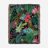 Jungle Animal Jaguar Tropical Cotton Woven Throw Blanket JAGUAR