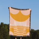 Mid Century Retro Geometric Abstract Art Cotton Woven Throw Blanket KARI