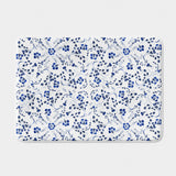 Navy Blue White Periwinkle Flowers Botanical Floral Bath Mat KARINA