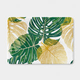 Monstera Leaves Green Gold White Tropical Bath Mat KAUAI