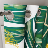 Green Gold White Monstera Leaves Tropical Blackout Window Curtains KAUAI - 2 Panels