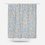 Light Blue Orange Branch Botanical Farmhouse Shower Curtain KEAVA