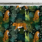 Tigers And Leaves Boho Jungle Tropical Shower Curtain KENDARI