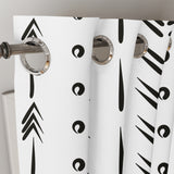 African Minimalist Black White Mudcloth Ethnic Blackout Window Curtain KIGALI