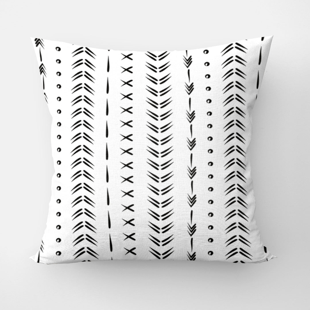 African Minimalist Black White Mudcloth Ethnic Throw Pillow Cover KIGA –  Shapes Decor