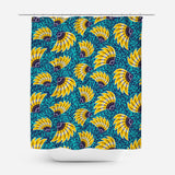 Yellow Teal Blue Floral Ankara African Kitenge Ethnic Shower Curtain ANKARA