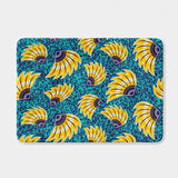 Yellow Teal Blue Floral Ankara African Kitenge Ethnic Bath Mat ANKARA
