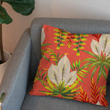 Exotic Flower Green Leaves Orange Tropical Throw Pillow Cover KONA