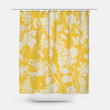 White Liliac Flowers Botanical Yellow Farmhouse Floral Shower Curtain LILIAC