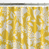 White Liliac Flowers Botanical Yellow Farmhouse Floral Shower Curtain LILIAC