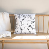Abstract Faces Woman Line Art Boho Throw Pillow Cover ARTSY