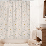 Wild Flowers And Gold Hearts Beige Farmhouse Shower Curtain ILONA