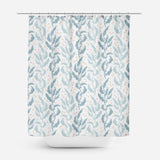 Floral Leafy Olive Branch Scandinavian Light Blue Shower Curtain MAJA