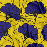 African Kitenge Yellow Navy Blue Floral Ethnic Tablecloth MAKENA
