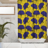 African Kitenge Yellow Navy Blue Floral Ethnic Shower Curtain MAKENA