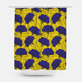 African Kitenge Yellow Navy Blue Floral Ethnic Shower Curtain MAKENA