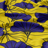 African Kitenge Yellow Navy Blue Floral Ethnic Cotton Duvet Cover Set MAKENA
