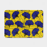 African Kitenge Yellow Navy Blue Floral Ethnic Bath Mat MAKENA