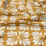 Mid Century Geometric Retro Floral Mustard Cotton Duvet Cover Set MARGARET