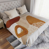 Abstract Art Terracotta Orange Ivory Beige Boho Fleece Throw Blanket ADELE