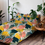 Monstera Exotic Tropical Plants Multicolor Cotton Duvet Cover Set FIDAH