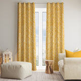 African Minimalist Yellow White Mudcloth Blackout Window Curtain FURAHA