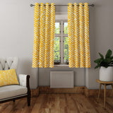 African Minimalist Yellow White Mudcloth Blackout Window Curtain FURAHA