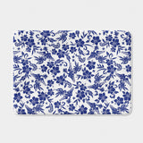 Navy Blue White Phoenix Flowers Tropical Floral Bath Mat NANEA