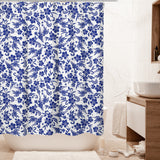 Navy Blue White Phoenix Flowers Tropical Floral Shower Curtain NANEA