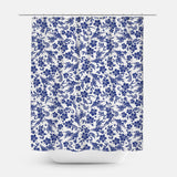 Navy Blue White Phoenix Flowers Tropical Floral Shower Curtain NANEA