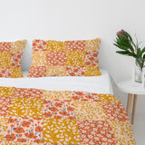 Orange Poppies Mustard Yellow Botanical Floral Cotton Duvet Cover Set SOLANA
