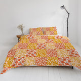 Orange Poppies Mustard Yellow Botanical Floral Cotton Duvet Cover Set SOLANA