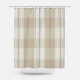 Beige White Checkered Tartan Rustic Neutral Farmhouse Shower Curtain NELLIE
