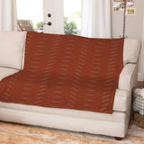 Minimalist Terracotta Rust Burnt Orange Ivory Fleece Throw Blanket NIAMEY