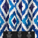 Abstract Blue Indigo Ikat Blackout Window Curtain OCEAN