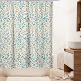 Olive Green Light Blue Branch Botanical Farmhouse Shower Curtain ILA