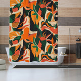 Exotic Jungle Plants Orange Tropical Shower Curtain AMAYA