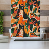 Exotic Jungle Plants Orange Tropical Shower Curtain AMAYA