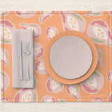 Orange Pink Pear Shapes Fruit Cotton Placemats DORIT - Set of 2