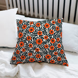 Retro Red Poppies Floral Botanical Throw Pillow Cover POPPY